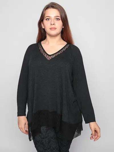 Пуловер с сетчатой отделкой